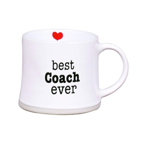 Best Coach Ever Ceramic Coffee Mug 11 Oz White Heart Inside - Picture 1 of 5